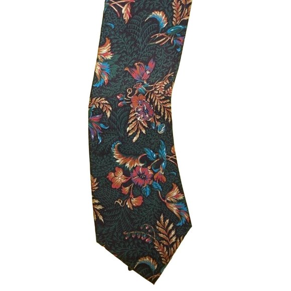Men's natural assets tropical vintage  neck tie 100% Cotton green orange Short - Picture 2 of 6